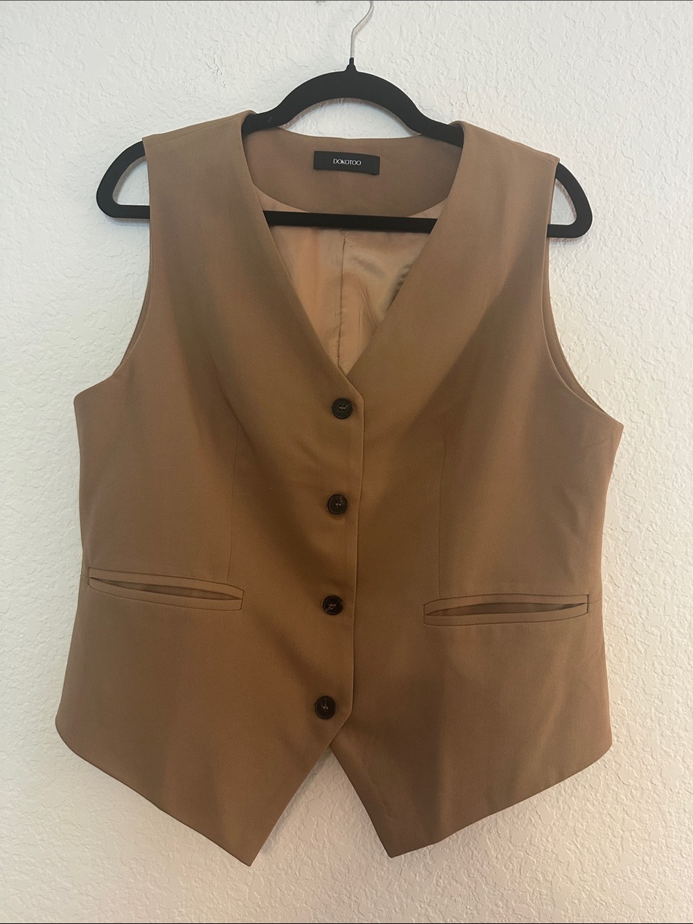 Tan Classic Tailored Vest - Women's Sleeveless Blazer